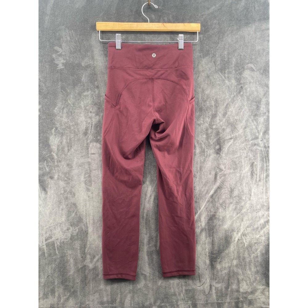 Lululemon Women's Size 4 Burgundy High Rise Pocket Leggings Yoga Pants